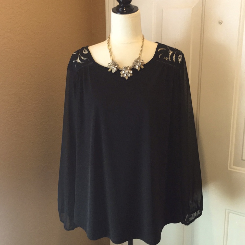 ROZ & ALI black loose fit blouse size XL